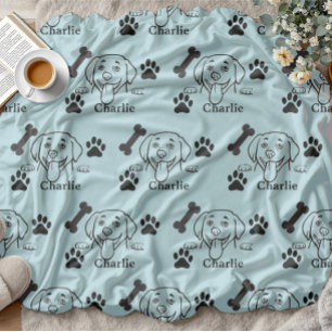 Hundeschleuderung mit Namenspatzen für Hundefreund Fleecedecke