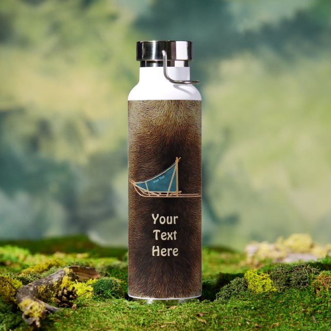 Hundeschlitten auf Karibufell Trinkflasche (Außenbereich (gedreht))