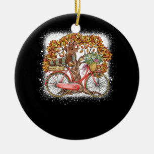 Hundeschlitten Herbst Herbst Rad Funny Dackel Haus Keramik Ornament