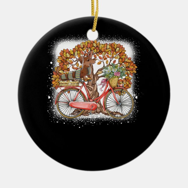 Hundeschlitten Herbst Herbst Rad Funny Dackel Haus Keramik Ornament (Vorne)