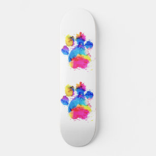 Hundeschlitten in farbenfrohen Wasserfarben Skateb Skateboard