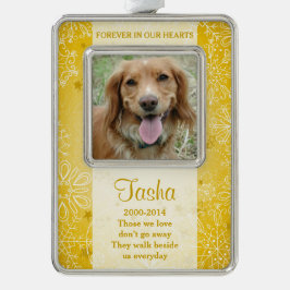 Hundeschlittengedächtnis Foto Weihnachten Goldene  Rahmen-Ornament Silber