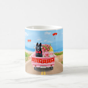 Hundeschlittenherd Valentine's Day Lkw Herz Kaffeetasse