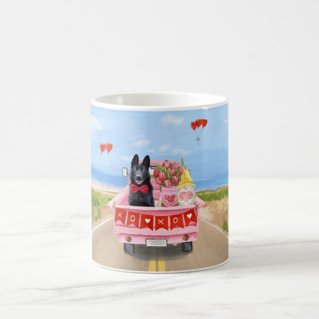 Hundeschlittenherd Valentine's Day Lkw Herz Kaffeetasse (Mittel)