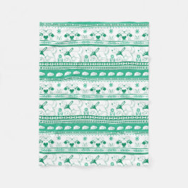 Hundeschrift goldenes Muster - grün - Fleecedecke