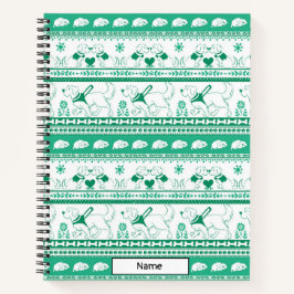 Hundeschrift goldenes Muster - grün - Notizbuch