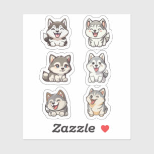Hundeschuhe für niedliche sibirische Huskies Aufkleber