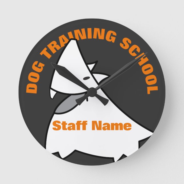 Hundeschule Runde Wanduhr (Vorderseite)