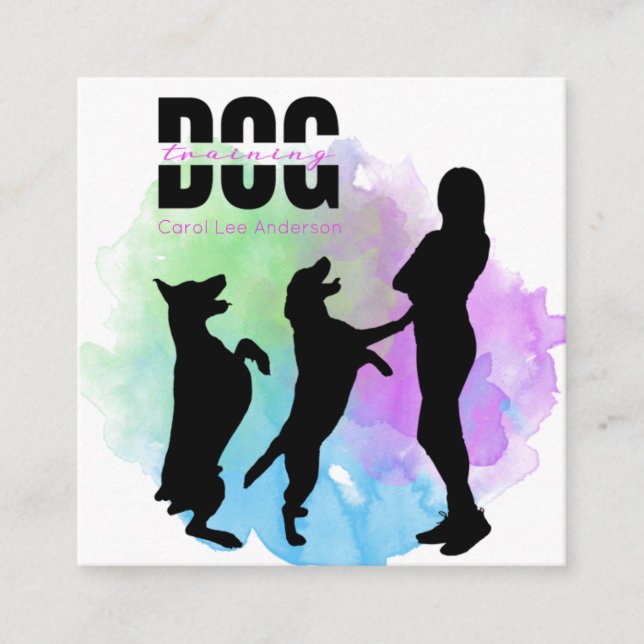 Hundeschulung / Hundeausbilder Quadratische Visitenkarte (Vorderseite)