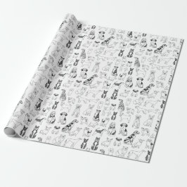 Hundeschutzpapier - Schwarz-Weiß-Hund-Design Geschenkpapier