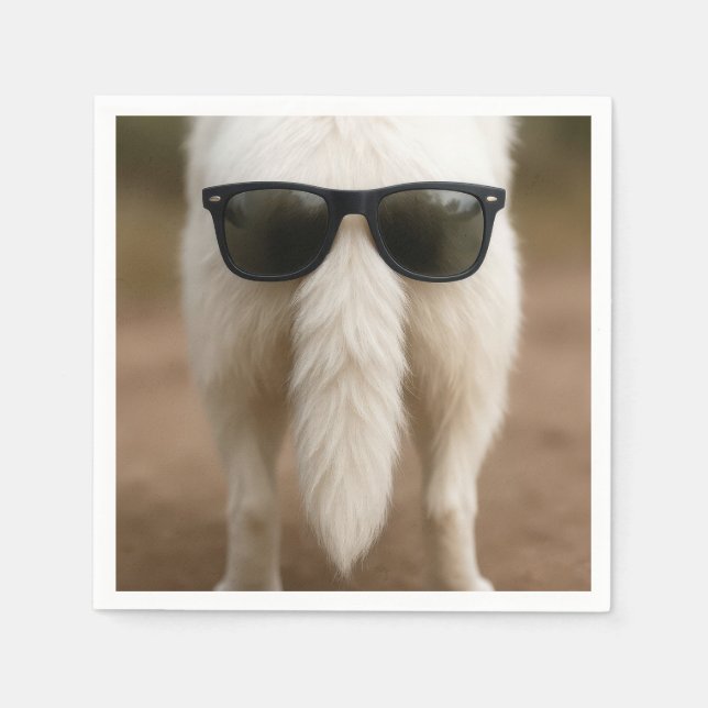 Hundeschwanz mit Sonnenbrille  Serviette (Vorderseite)