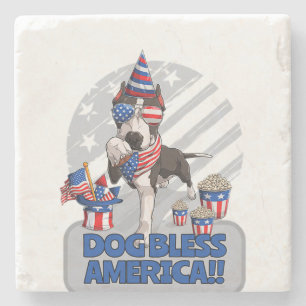 Hundesegler Amerika - 4. Juli Pitbull Patriotic Steinuntersetzer