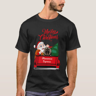Hundeshirt Havanese mit dem Weihnachtsmann im Rote T-Shirt