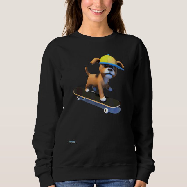 Hundeskateboardfahren Sweatshirt (Vorderseite)