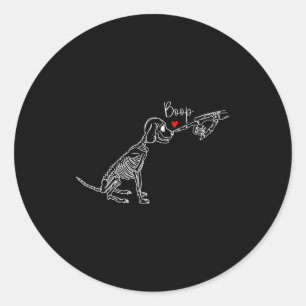Hundeskelett Boop Hund Lustiger Halloween Mädchen Runder Aufkleber