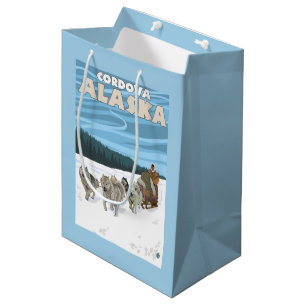 HundeSledding Szene - Cordova, Alaska Mittlere Geschenktüte