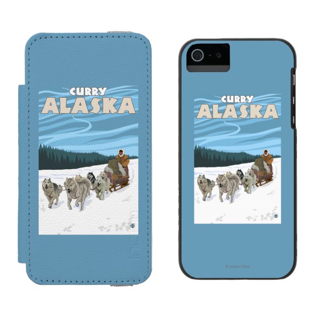 HundeSledding Szene - Curry, Alaska Incipio iPhone Geldbeutel-Hülle (Seite an Seite)