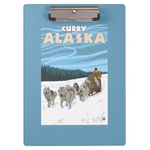 HundeSledding Szene - Curry, Alaska Klemmbrett