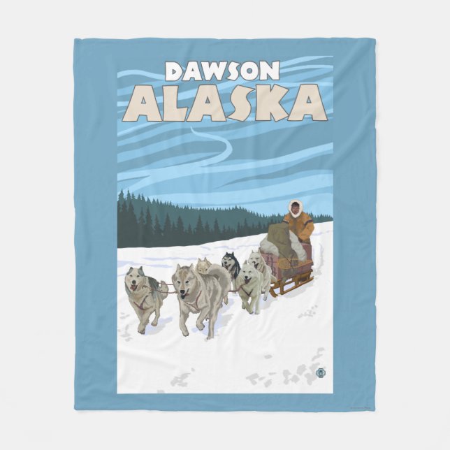 HundeSledding Szene - Dawson, Alaska Fleecedecke (Vorderseite)