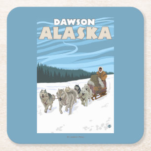 HundeSledding Szene - Dawson, Alaska Rechteckiger Pappuntersetzer