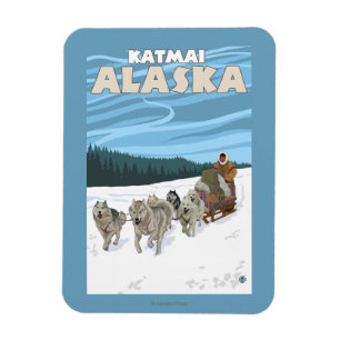 HundeSledding Szene - Katmai, Alaska Magnet