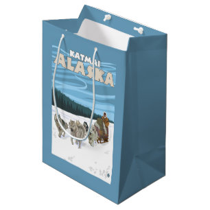HundeSledding Szene - Katmai, Alaska Mittlere Geschenktüte