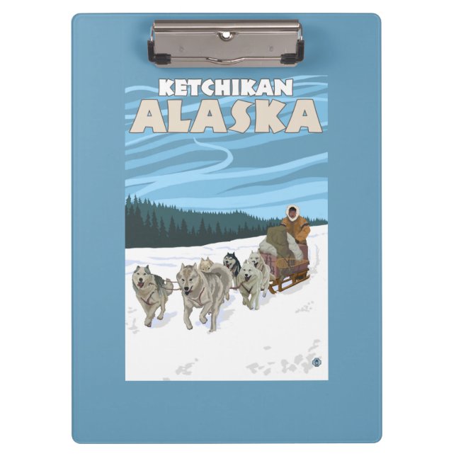 HundeSledding Szene - Ketchikan, Alaska Klemmbrett (Vorderseite)