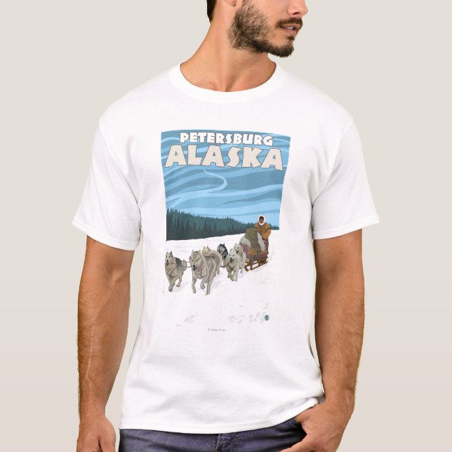 HundeSledding Szene - Petersburg, Alaska T-Shirt (Vorderseite)