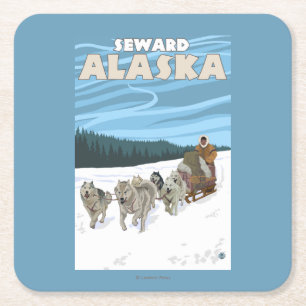 HundeSledding Szene - Seward, Alaska Rechteckiger Pappuntersetzer