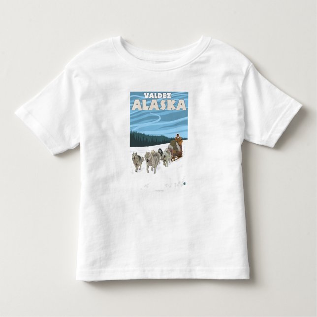 HundeSledding Szene - Valdez, Alaska Kleinkind T-shirt (Vorderseite)