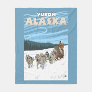 HundeSledding Szene - Yukon, Alaska Fleecedecke
