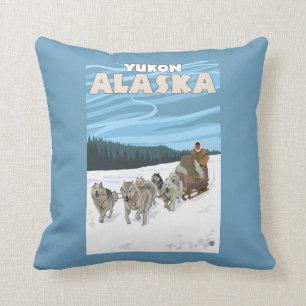 HundeSledding Szene - Yukon, Alaska Kissen