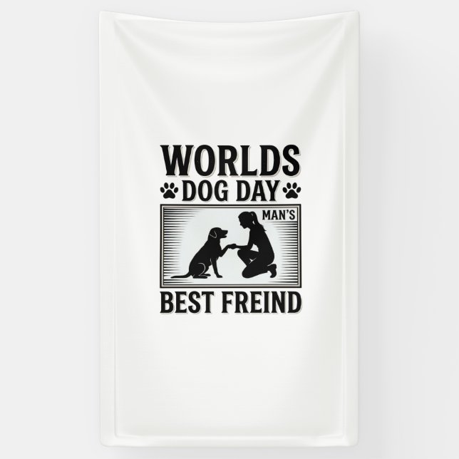 Hundetag Manns Bester Freund Vintage Banner (Vertikal)