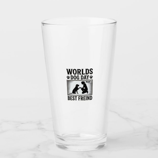 Hundetag Manns Bester Freund Vintage Glas (Vorderseite)