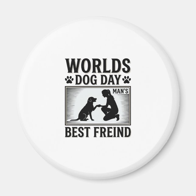 Hundetag Manns Bester Freund Vintage Magnet (Vorne)