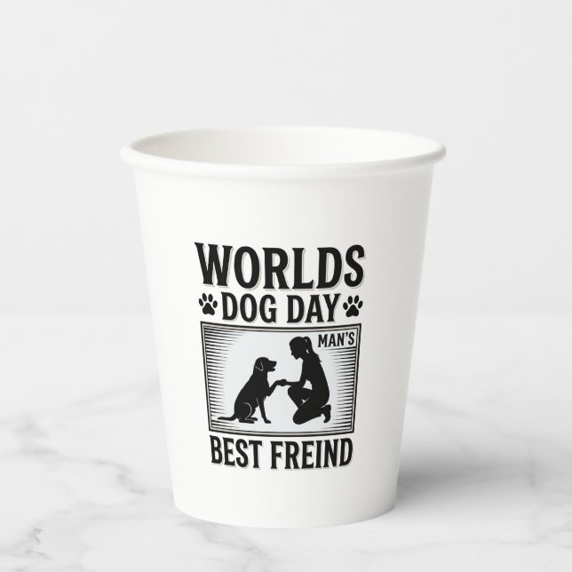 Hundetag Manns Bester Freund Vintage Pappbecher (Vorderseite)
