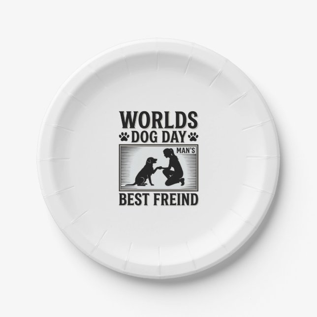 Hundetag Manns Bester Freund Vintage Pappteller (Vorderseite)