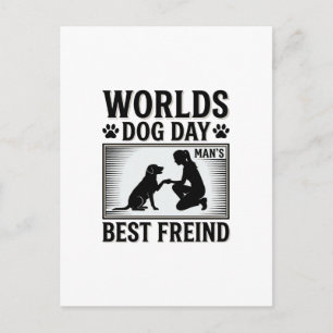 Hundetag Manns Bester Freund Vintage Postkarte