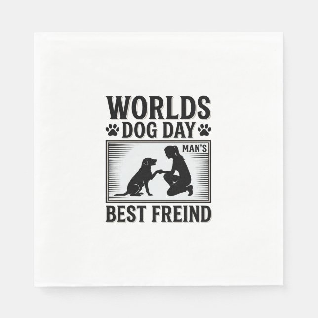 Hundetag Manns Bester Freund Vintage Serviette (Vorderseite)