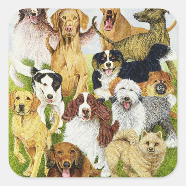 Hundetage Quadratischer Aufkleber (Vorderseite)