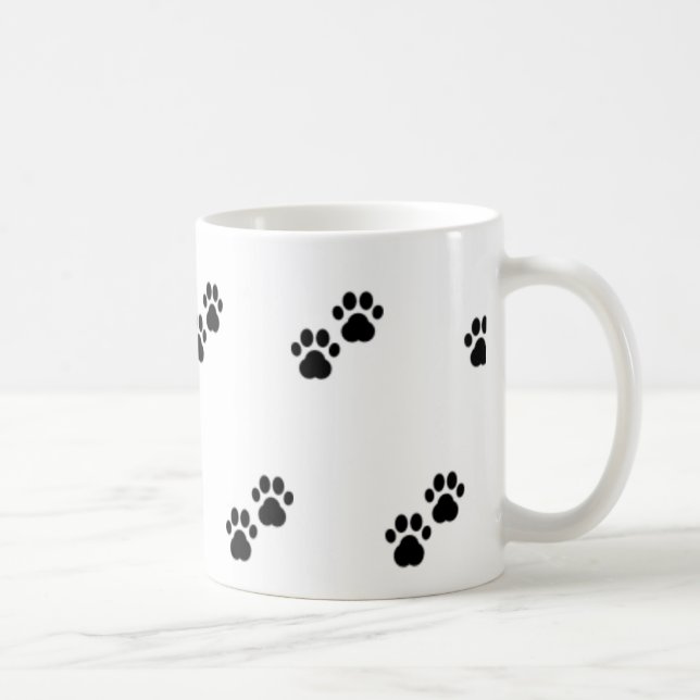 Hundetatzen auf Weiß Tasse (Rechts)