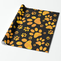 Hundetatzen-Druck-Muster-orange Gelb
