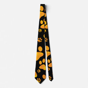Hundetatzen-Druck-Muster-orange Gelb Krawatte