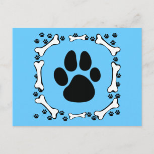 Hundetatzen und Hundeknochen Postkarte