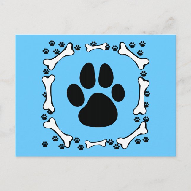 Hundetatzen und Hundeknochen Postkarte (Vorderseite)