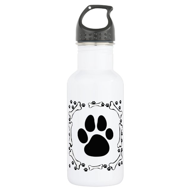 Hundetatzen und Hundeknochen Trinkflasche (Vorderseite)