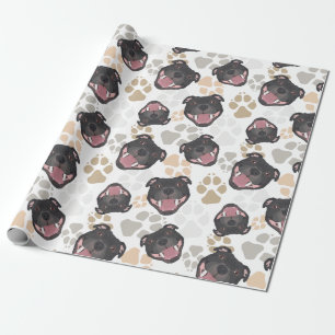 Hundetatzenmuster Staffordshire-Bullterrier Geschenkpapier