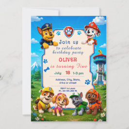 Hundethemen-Einladung für Jungen. Kinderparty. Einladung
