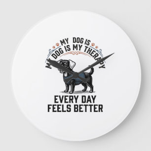 Hundetherapie-Shirt Vintage graviertes Hunde-Liebh Große Wanduhr