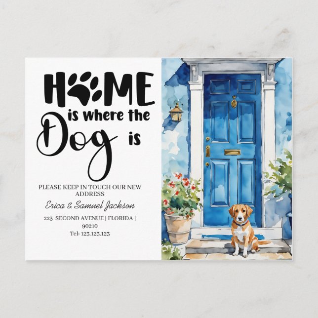 Hundetier ist umgezogen! neue Adressenankündigung Ankündigungspostkarte (Vorderseite)